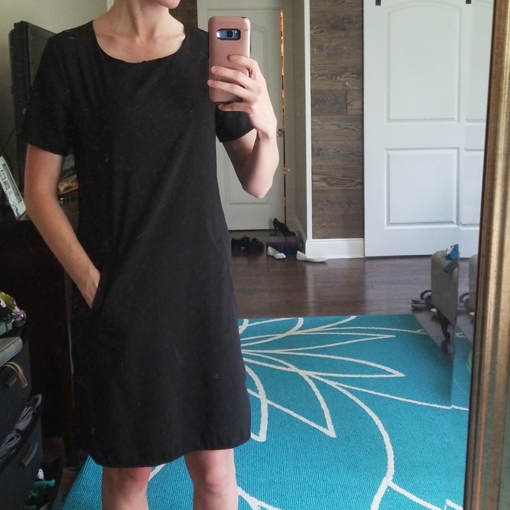 Black shirt dress with pockets
